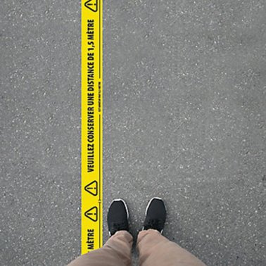 Bande de signalisation auto-adhésive distances de sécurité