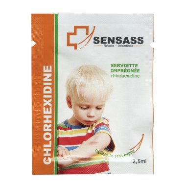Serviettes imprégnées de chlorhexidine Sensass