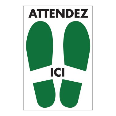 Sticker sol COVID-19 “Attendez ici”
