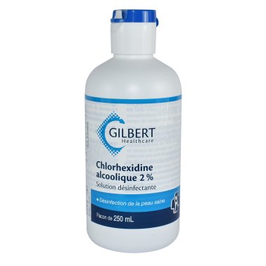 Flacon chlorhexidine alcoolique 2% Gilbert