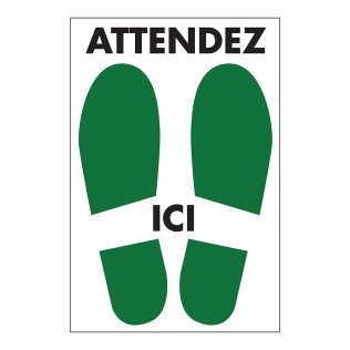 Sticker sol COVID-19 “Attendez ici” 