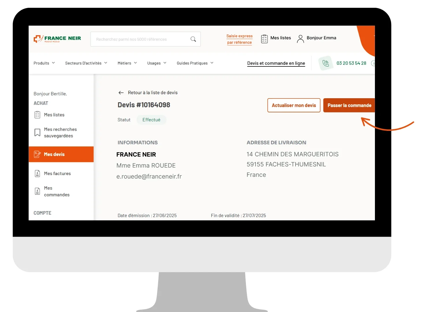 transformation devis en commande ordinateur