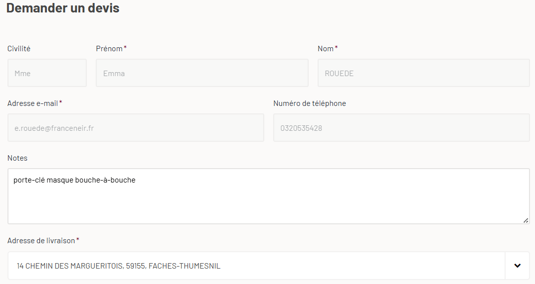 champ note cadeau devis